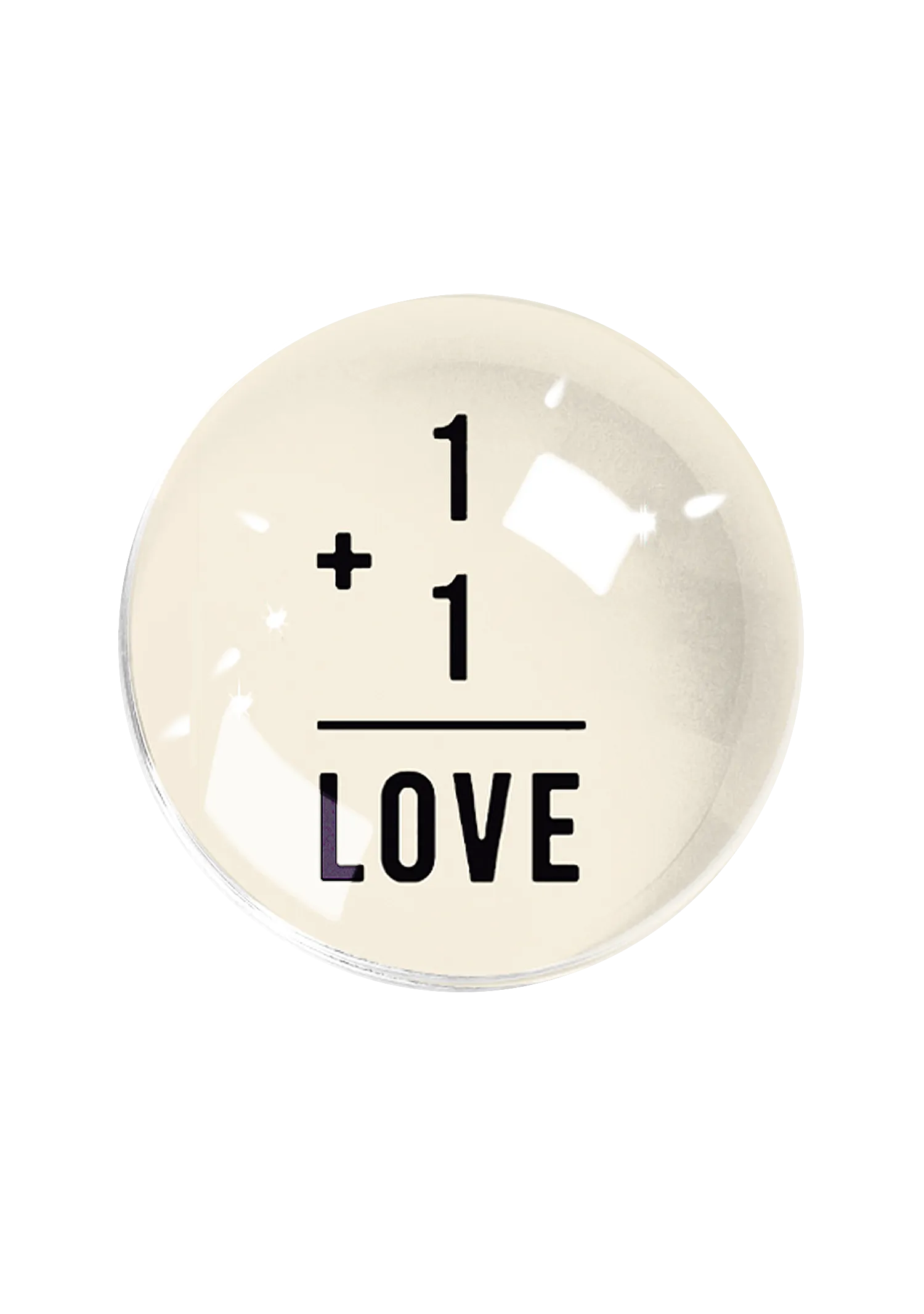1   1 = Love French Crystal Dome Paperweight