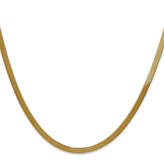 10K or 14K Yellow Gold (3.0mm) Silky Herringbone Necklace (16" - 24")