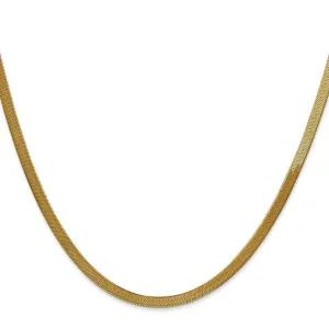 10K or 14K Yellow Gold (3.0mm) Silky Herringbone Necklace (16" - 24")