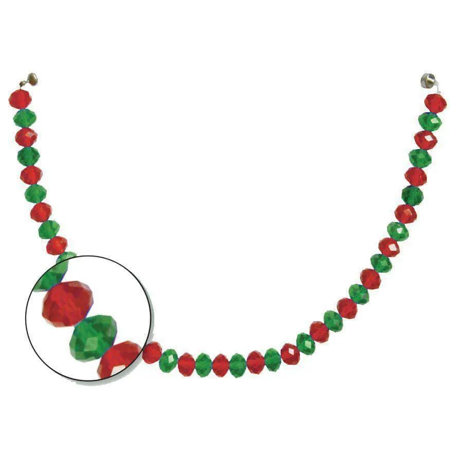 12" RED/GREEN CRYSTAL BEAD MAGNETIC CHANDELIER GARLAND (Set/3)