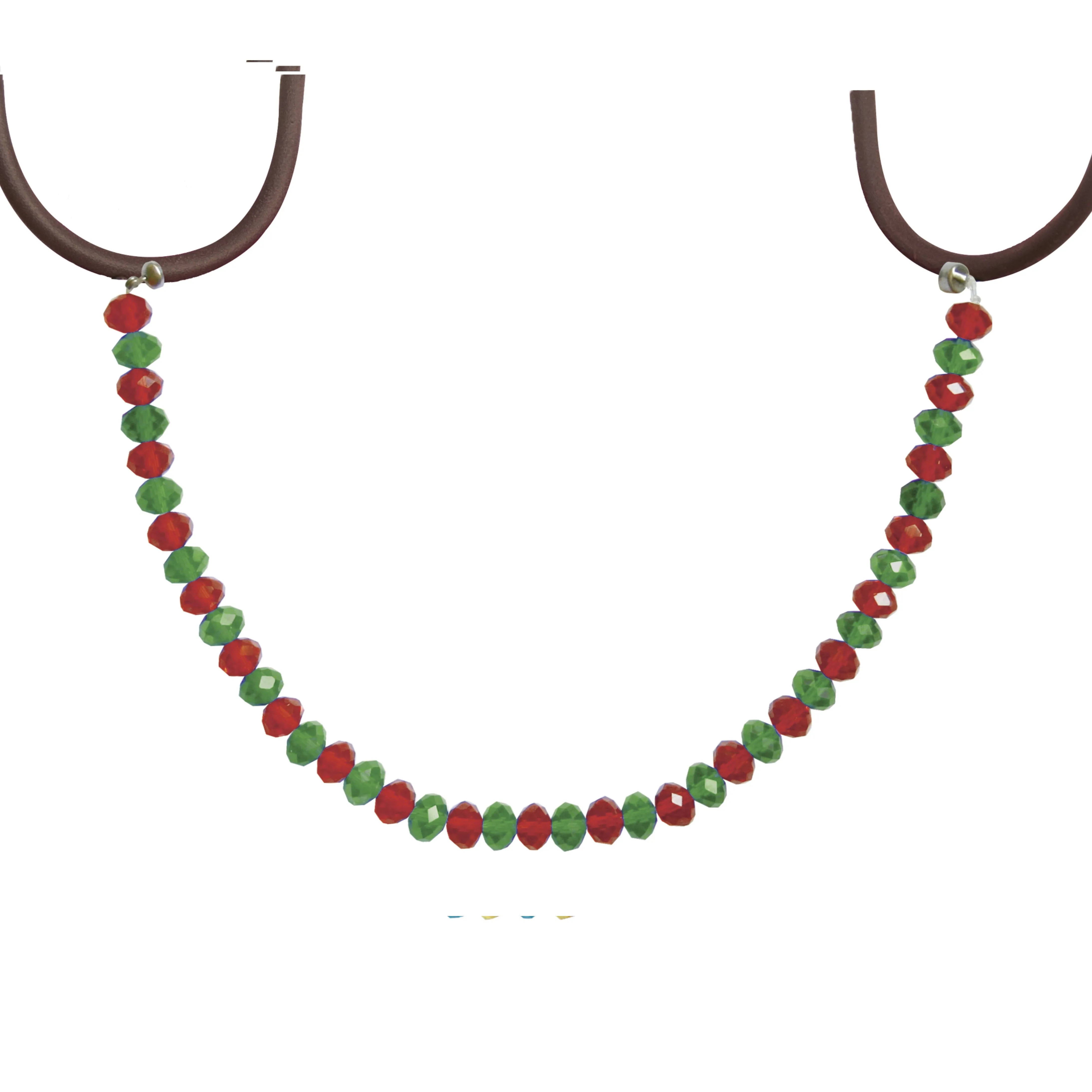12" RED/GREEN CRYSTAL BEAD MAGNETIC CHANDELIER GARLAND (Set/3)