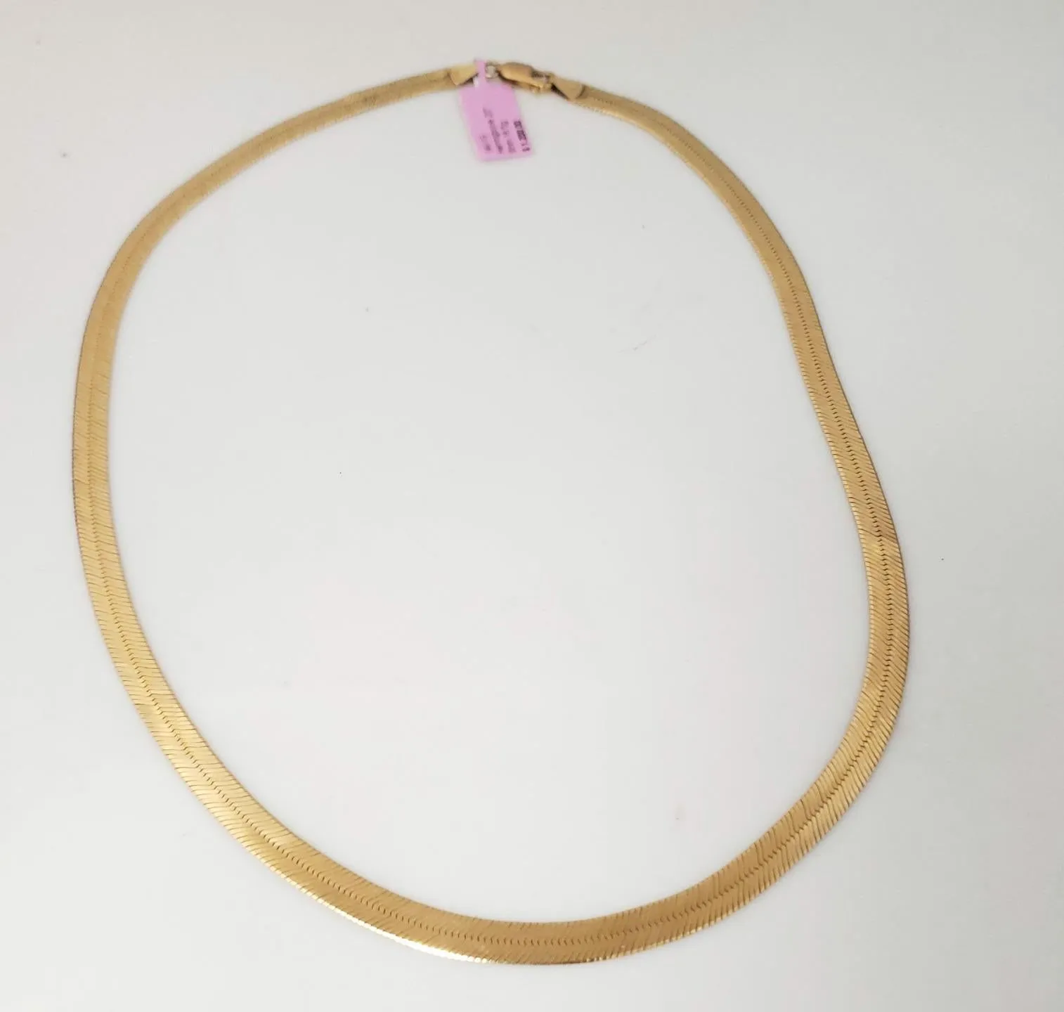 14k Yellow Gold Herringbone Chain Necklace 6mm 20"