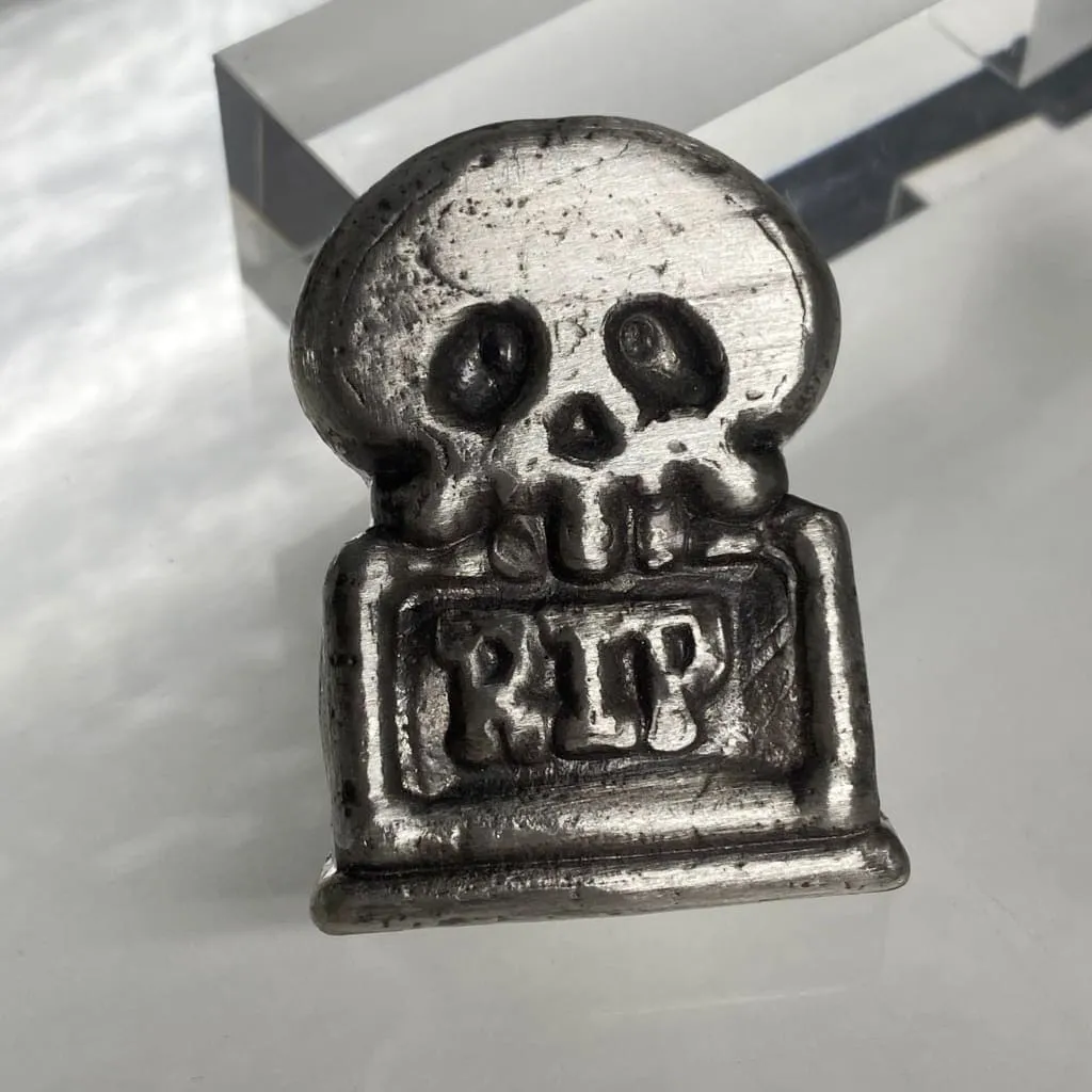 2 Ozt MK BarZ "Graveyard Guardian" Tombstone Bar .999 FS Hand Poured