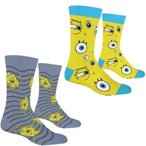 2 PAIRS SPONGEBOB SQUAREPANTS UNISEX LICENSED NOVELTY CREW SOCKS