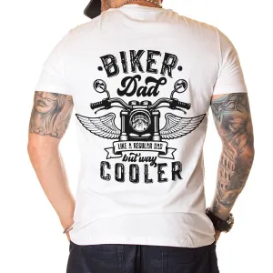 2D White Tshirt - Biker Dad Cooler - Hdmt