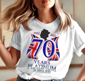 2D White Tshirt - Queen Elizabeth II Platinum Jubile - TT99-1328