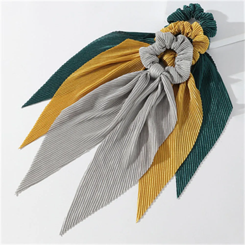 3PCS Solid Color Velvet Scarf Scrunchie Set
