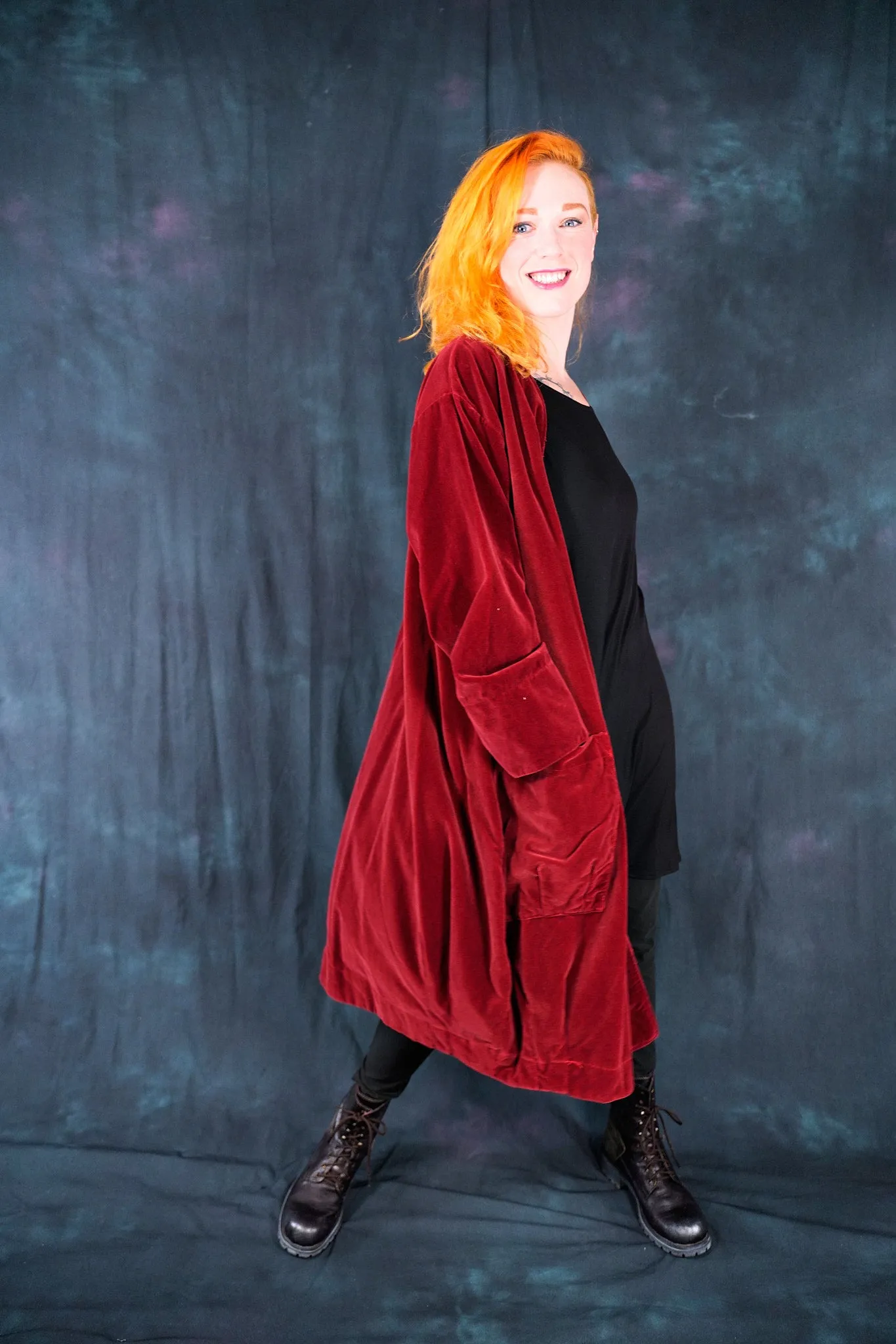 5282 Cotton Red Velvet Coat