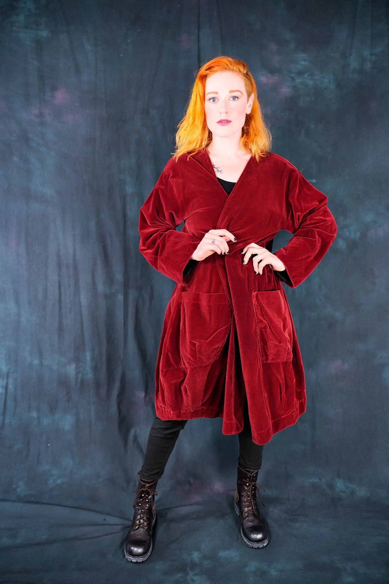 5282 Cotton Red Velvet Coat