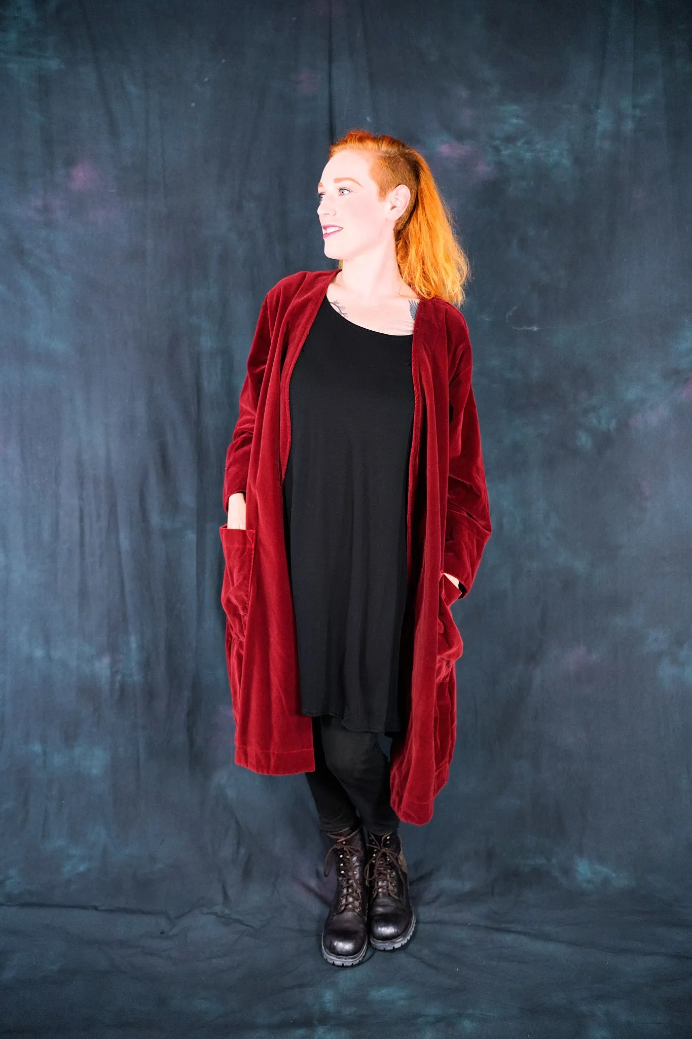 5282 Cotton Red Velvet Coat