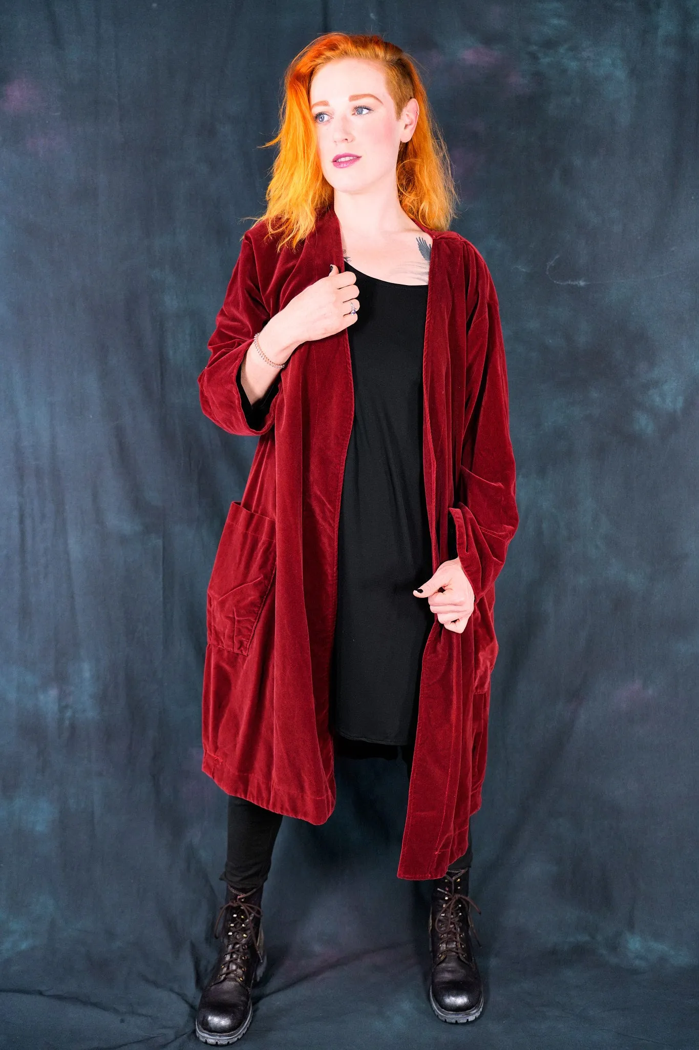 5282 Cotton Red Velvet Coat