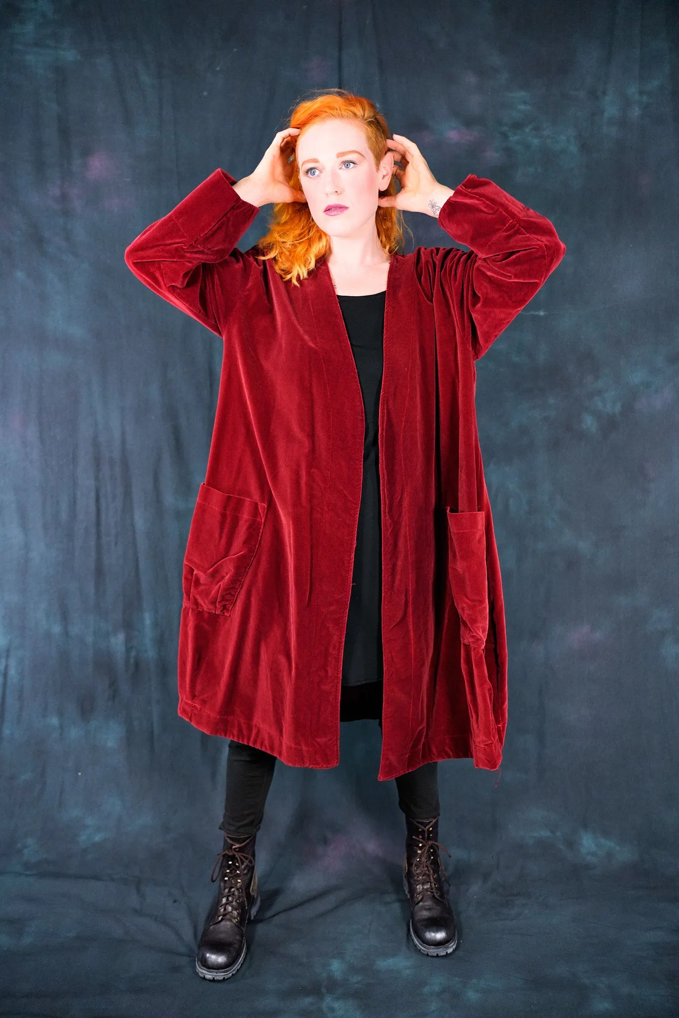 5282 Cotton Red Velvet Coat