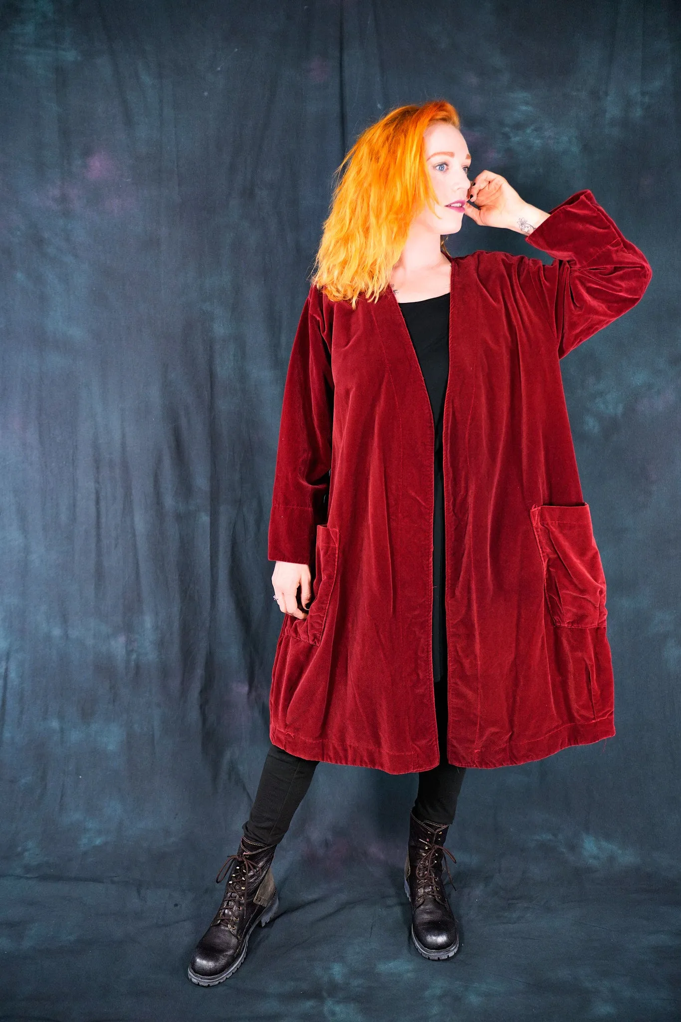 5282 Cotton Red Velvet Coat