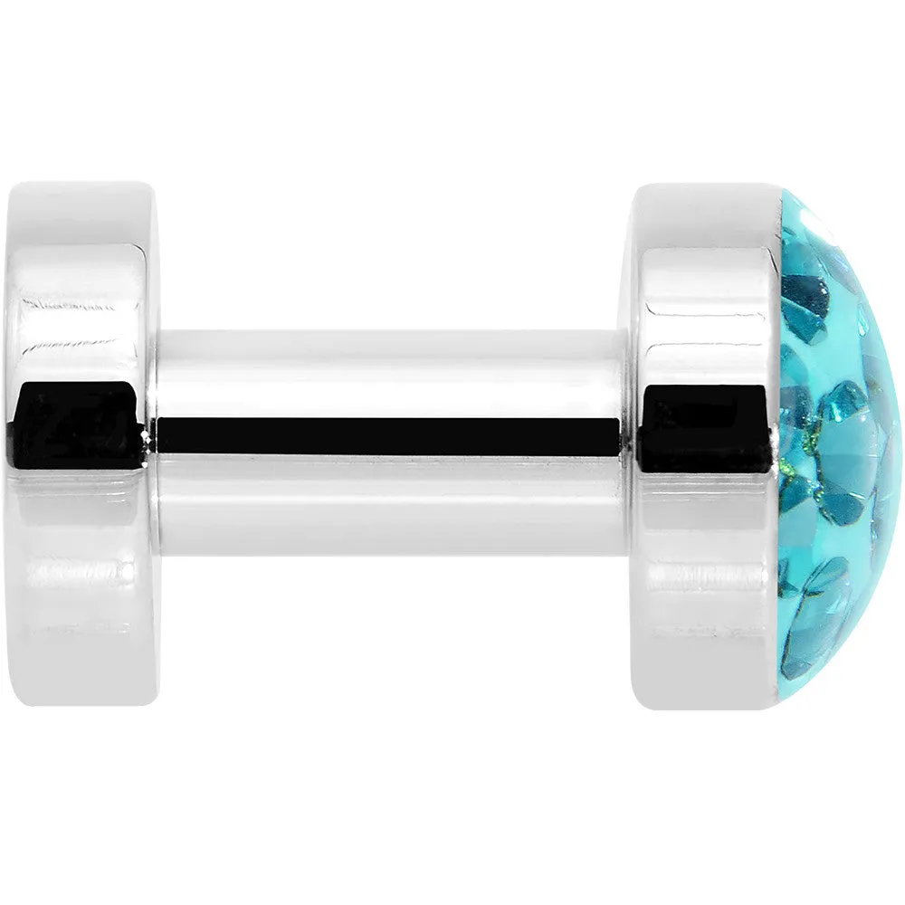 8 Gauge Zircon Blue Ferido Crystal Steel Screw Fit Plug Set