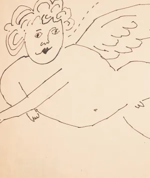 ANDY WARHOL "WINGED PUTTI" DRAWING, 1955