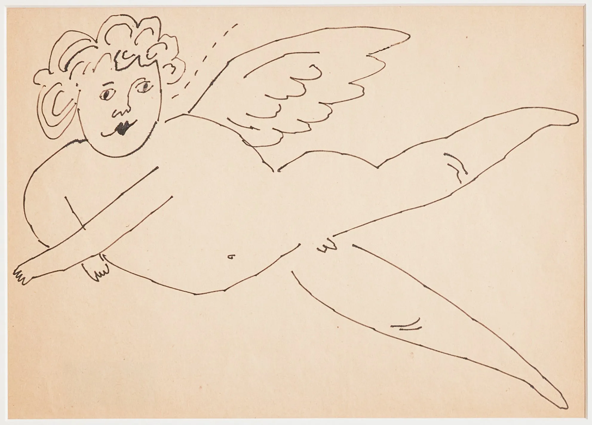 ANDY WARHOL "WINGED PUTTI" DRAWING, 1955