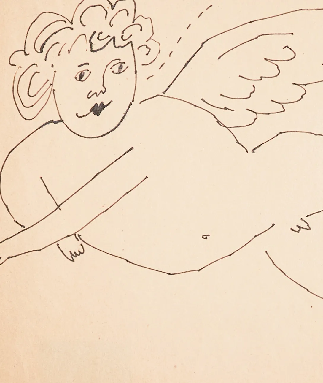 ANDY WARHOL "WINGED PUTTI" DRAWING, 1955