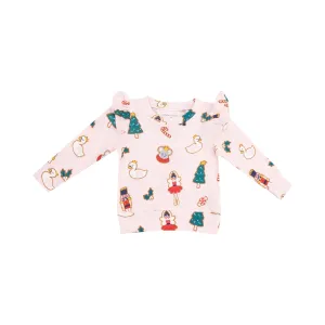 Angel Dear Sugar Plum Fairy Ruffle Shoulder Top Pink