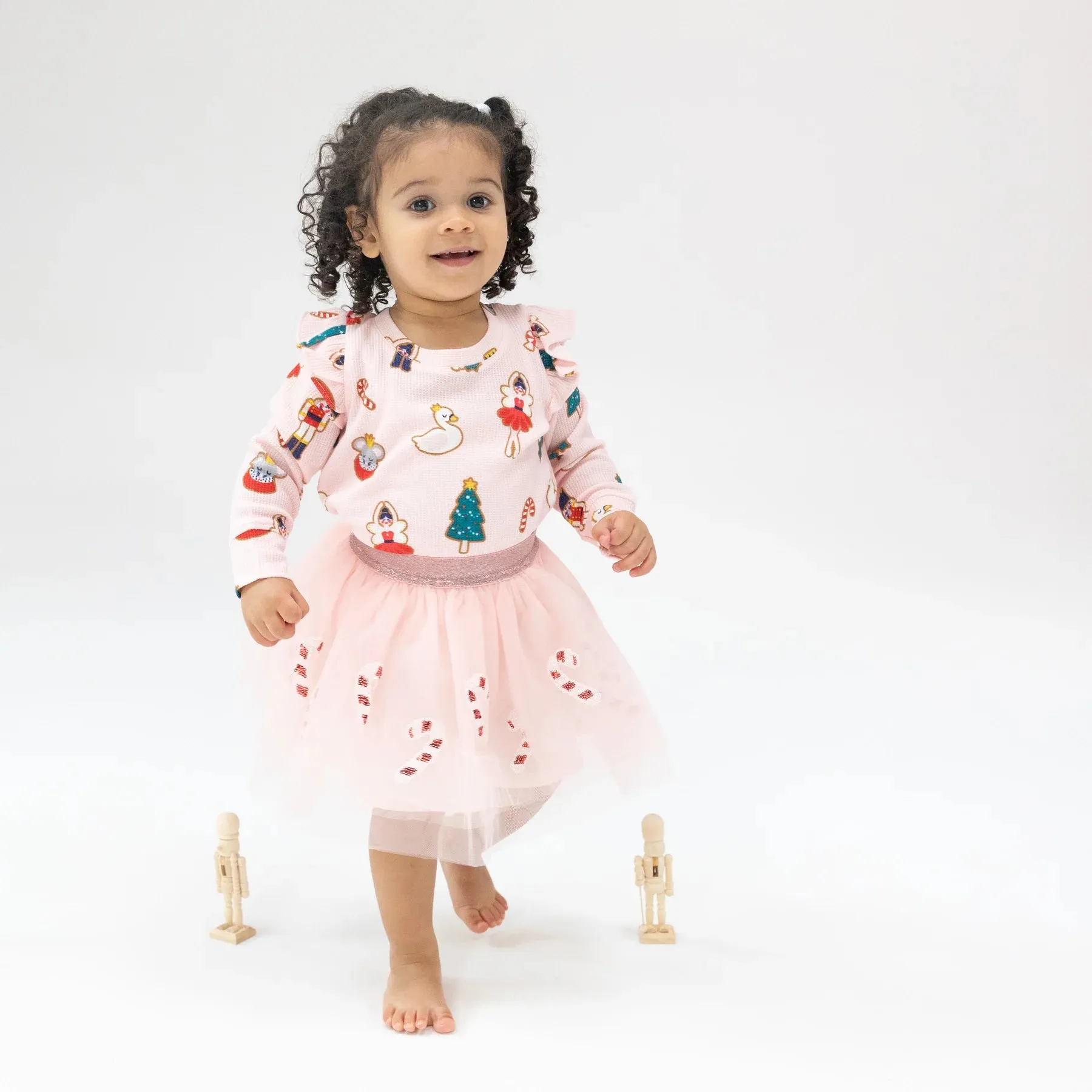 Angel Dear Sugar Plum Fairy Ruffle Shoulder Top Pink