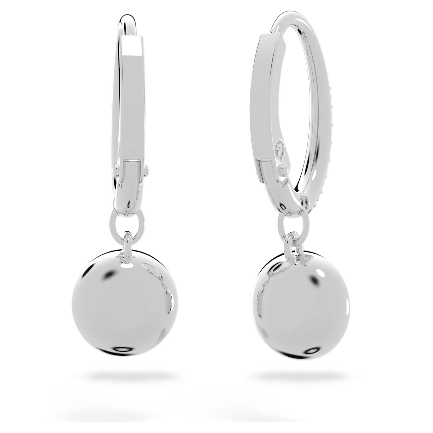 Angelic earrings Round cut crystal, White, Rhodium plated