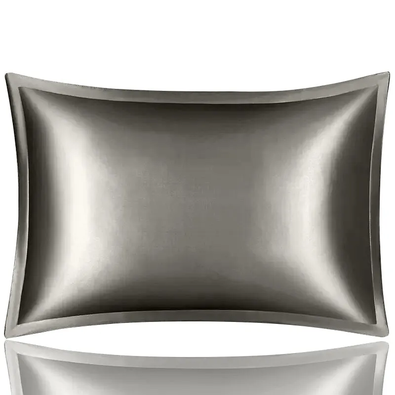 Anyhouz Pillowcase 50x75cm Dark Gray Pure Real Silk For Comfortable And Relaxing Home Bed - Queen Size Pillowcase