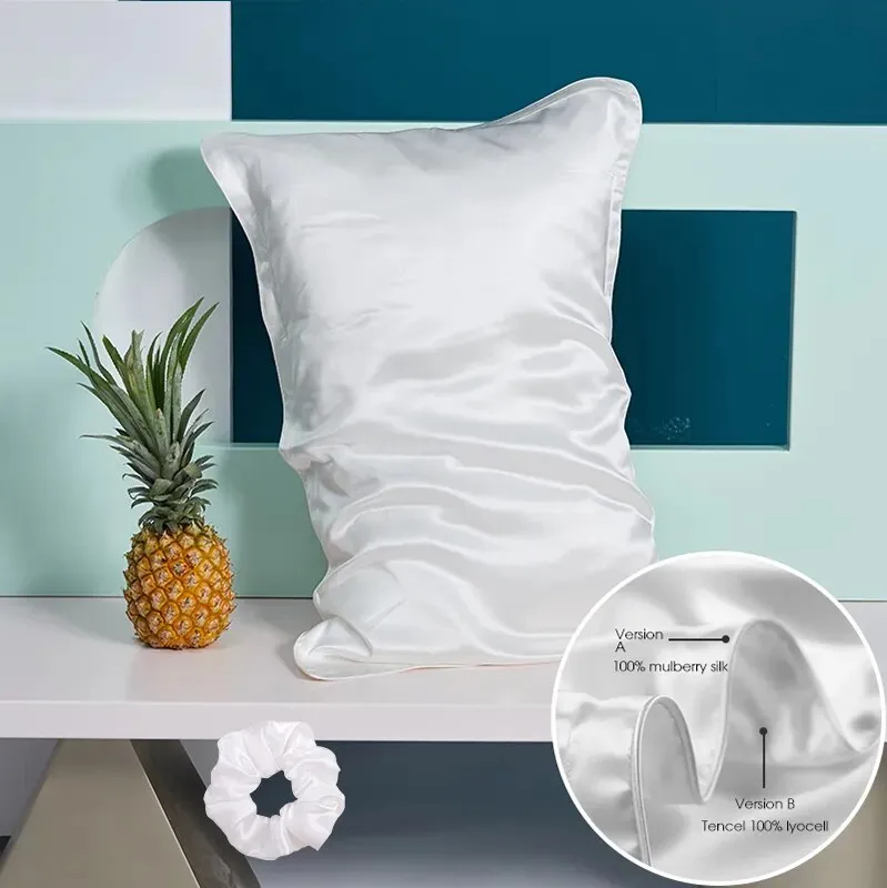 Anyhouz Pillowcase 51x66cm White Pure Real Silk For Comfortable And Relaxing Home Bed - Standard Size