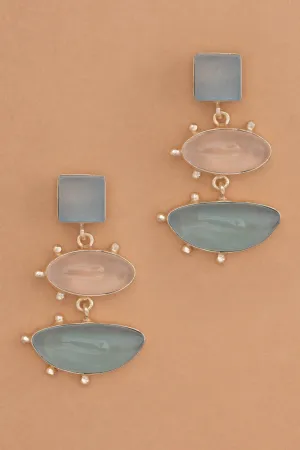 Aqua Crystal Short Drop Earrings