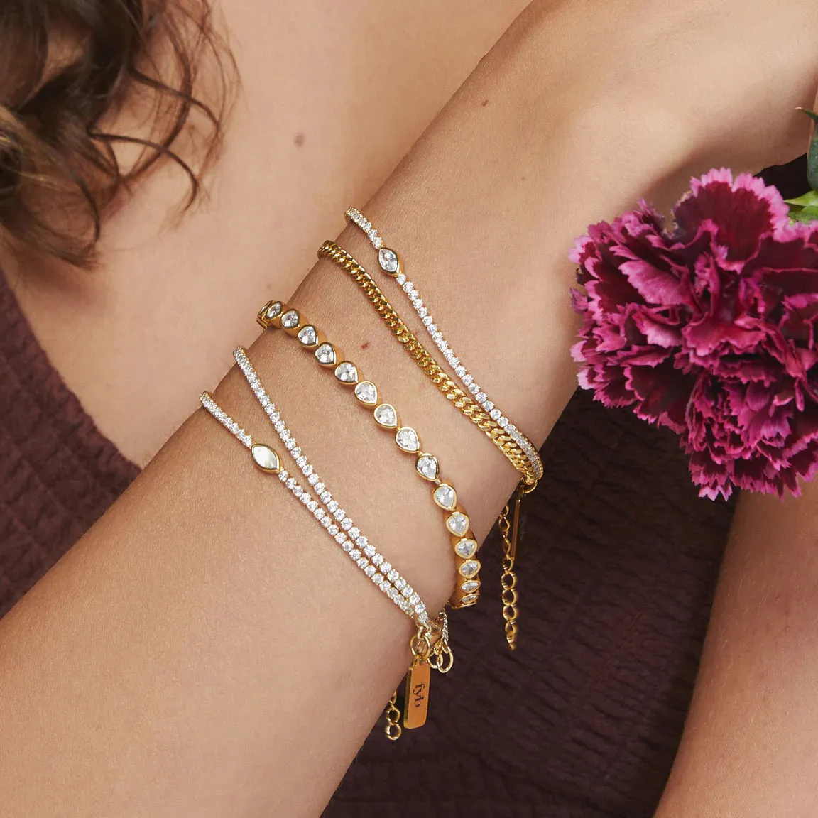 Arya Tennis Bracelet Crystal - Gold