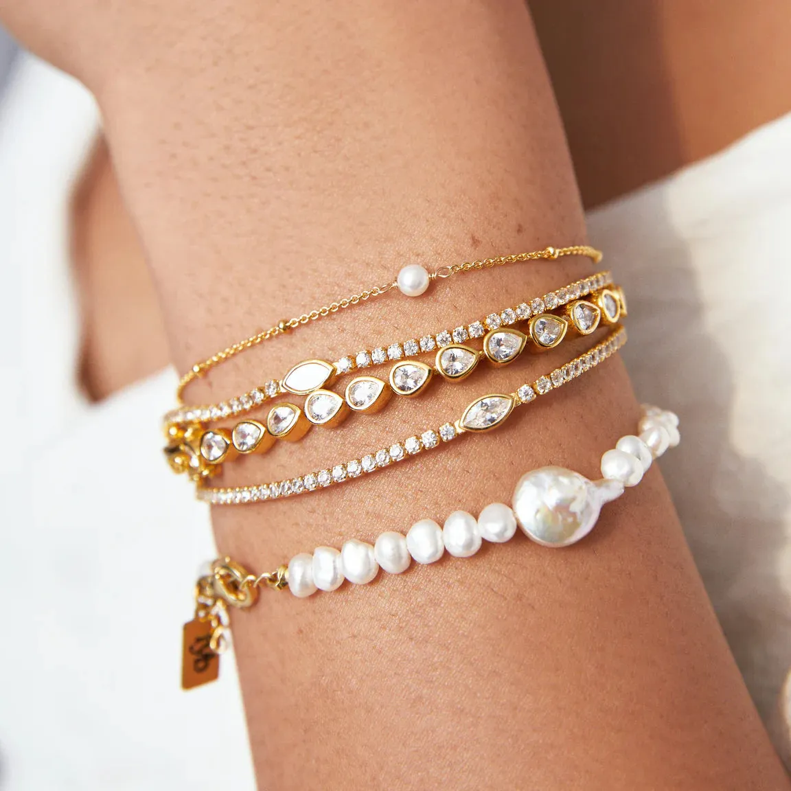 Arya Tennis Bracelet Crystal - Gold