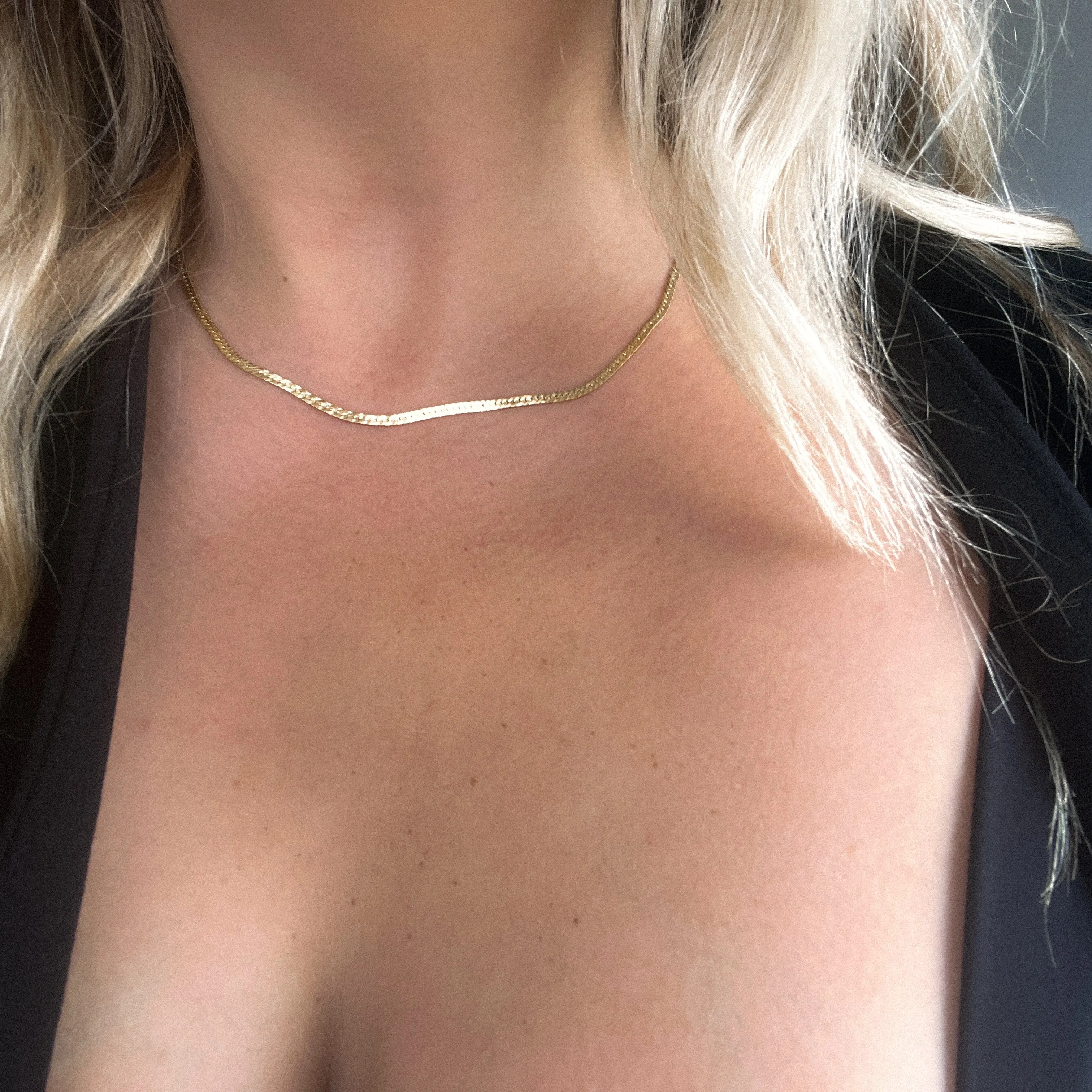 Aura Golden Herringbone Necklace