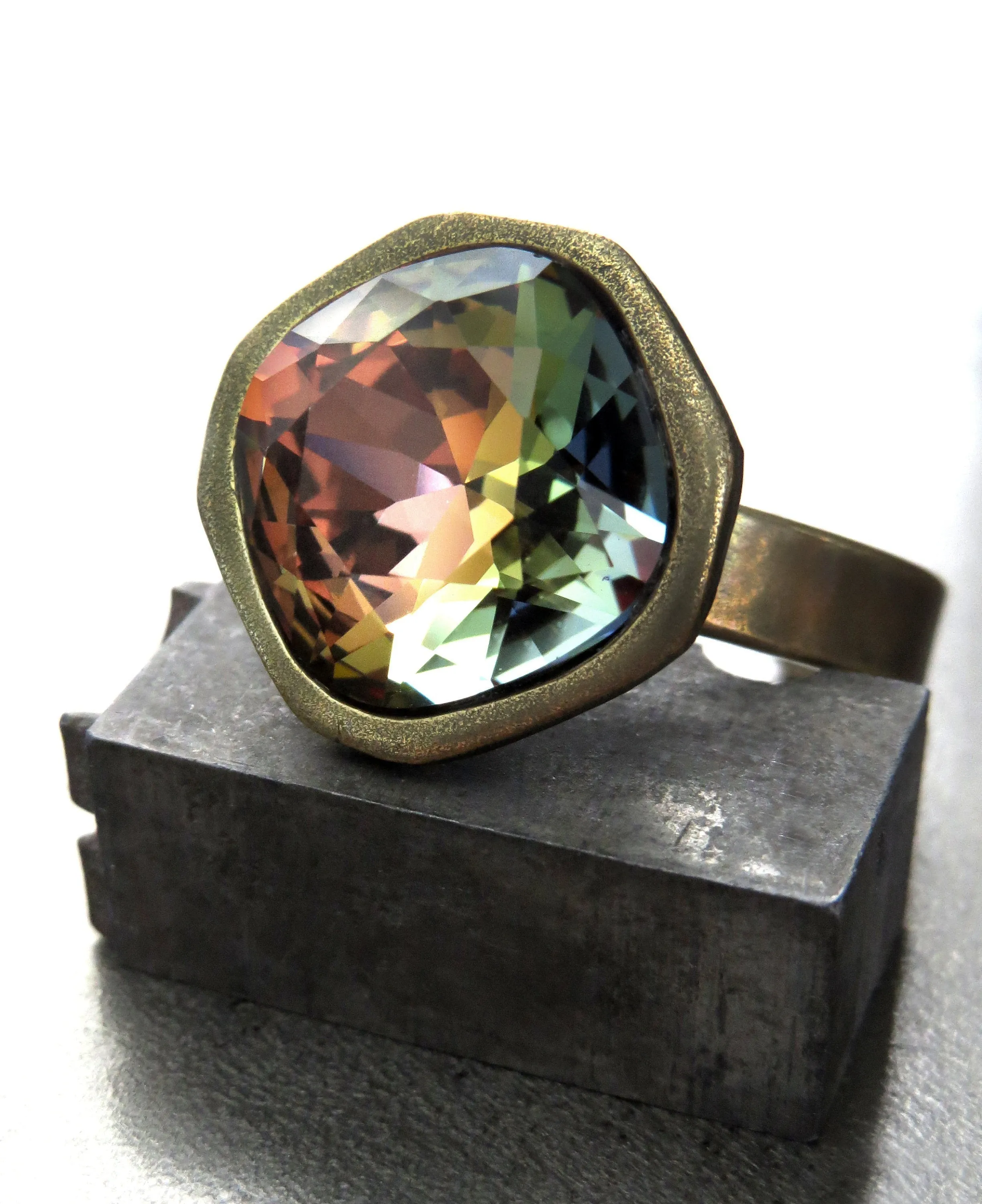 AUTUMN EQUINOX - Crystal Ring with Earthy Fall Colors
