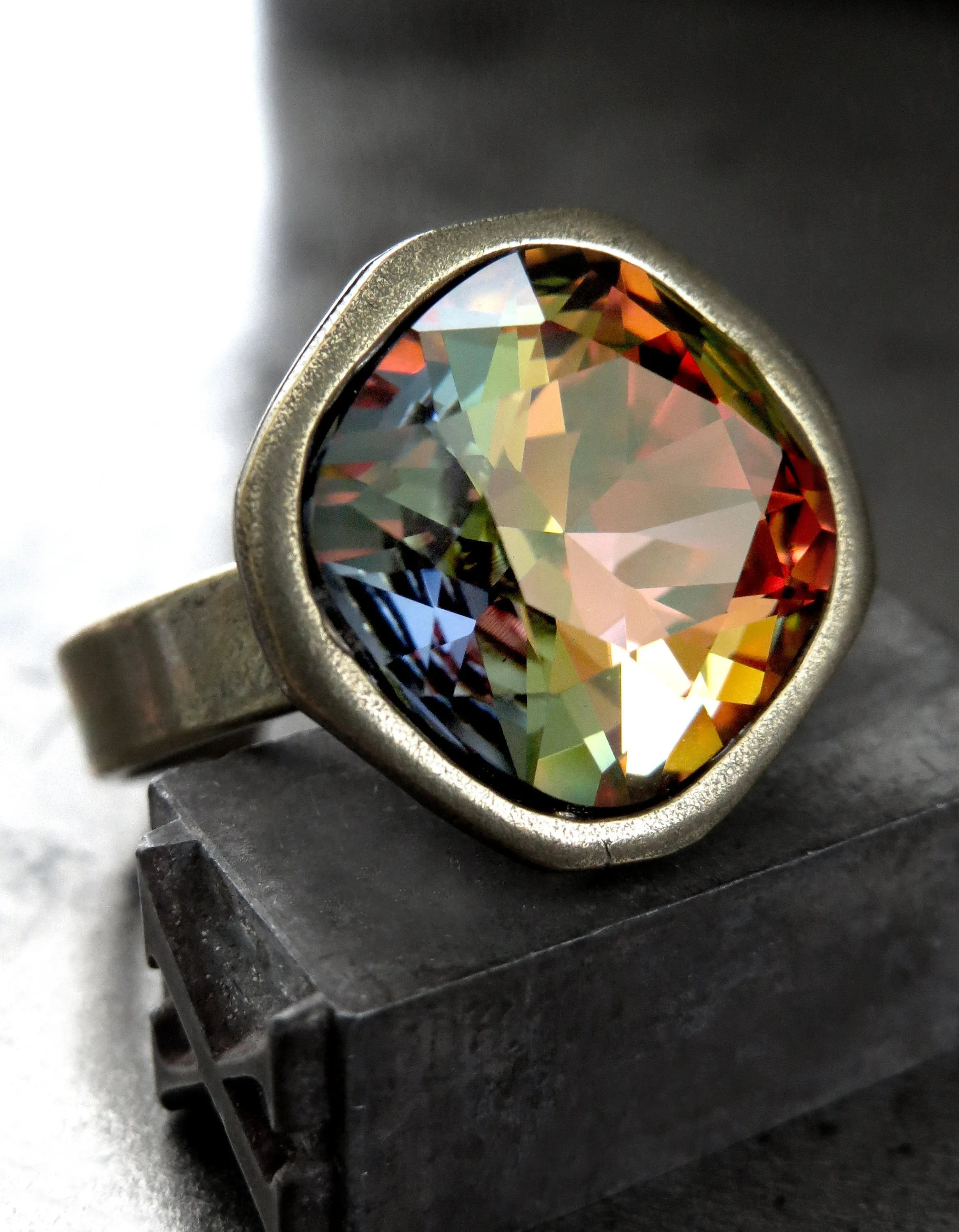 AUTUMN EQUINOX - Crystal Ring with Earthy Fall Colors