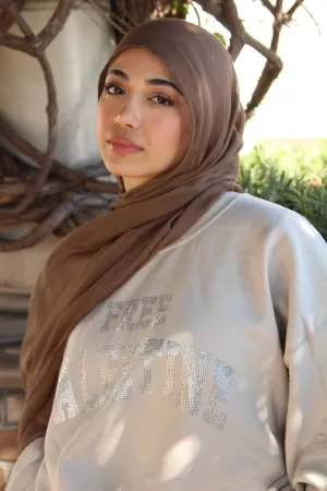 Beige Rhinestone Palestine Sweater