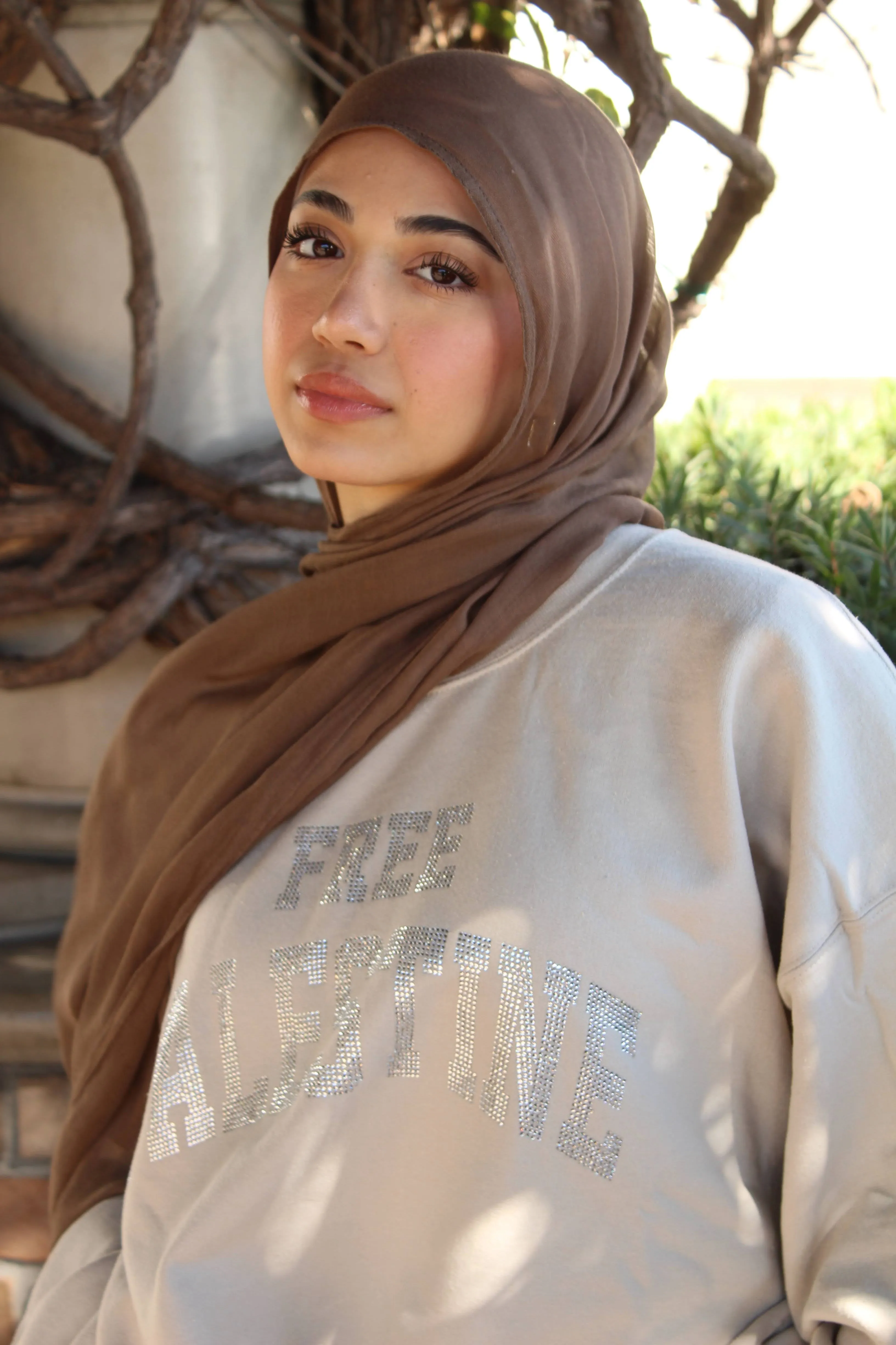 Beige Rhinestone Palestine Sweater