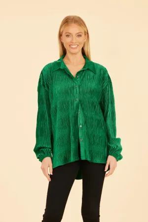 Bette Green Textured Velvet Long Sleeve Shirt