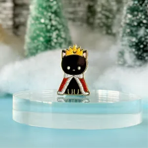 Black Cat Queen Glitter Enamel Pin