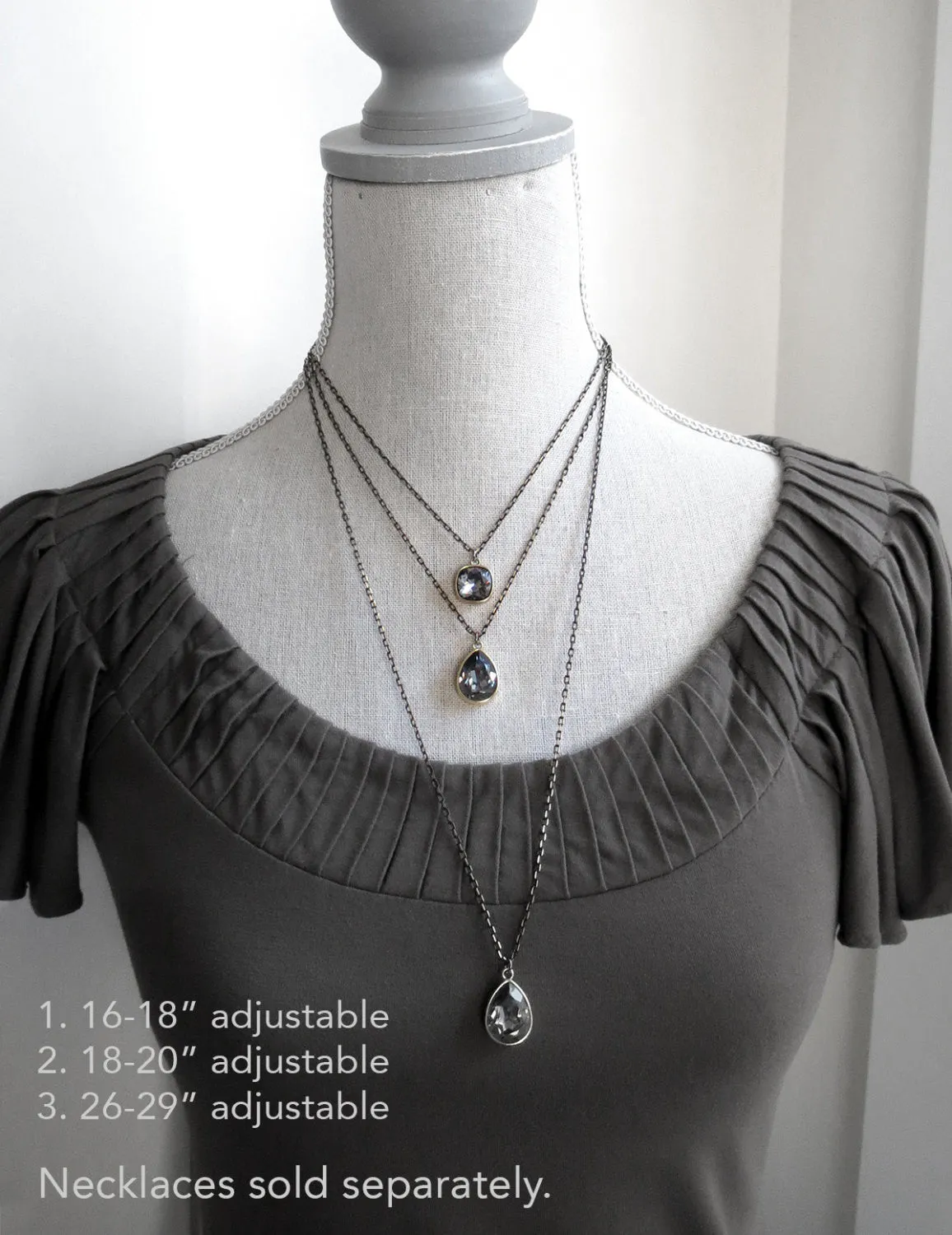 Black Night Crystal Necklace with Gold Square Pendant