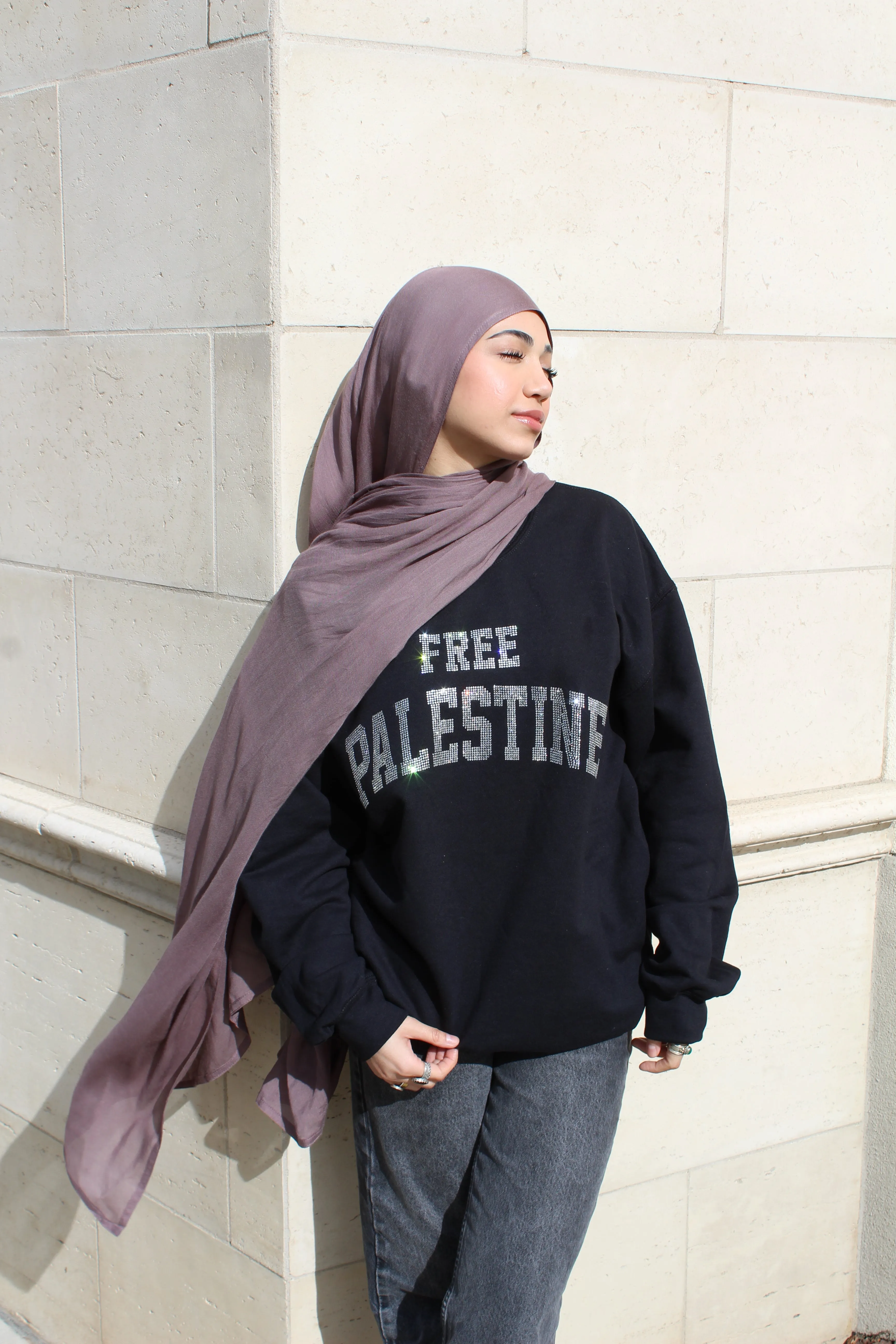 Black Rhinestone Palestine Sweater