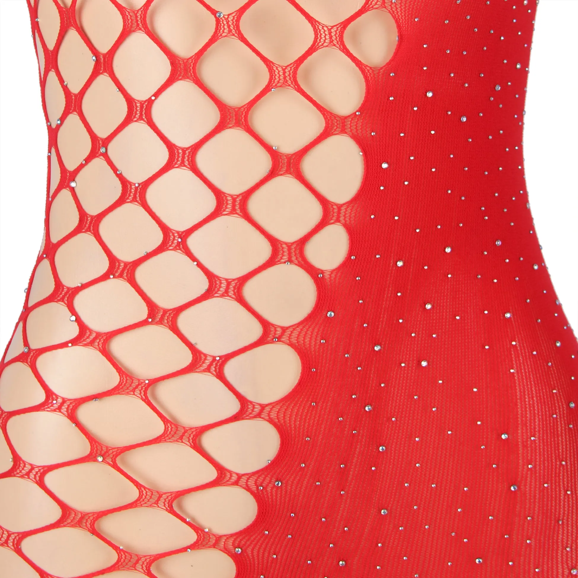 Black Sexy Sparkle Glitter Rhinestone Fishnet Hollow Bodystocking Egypt