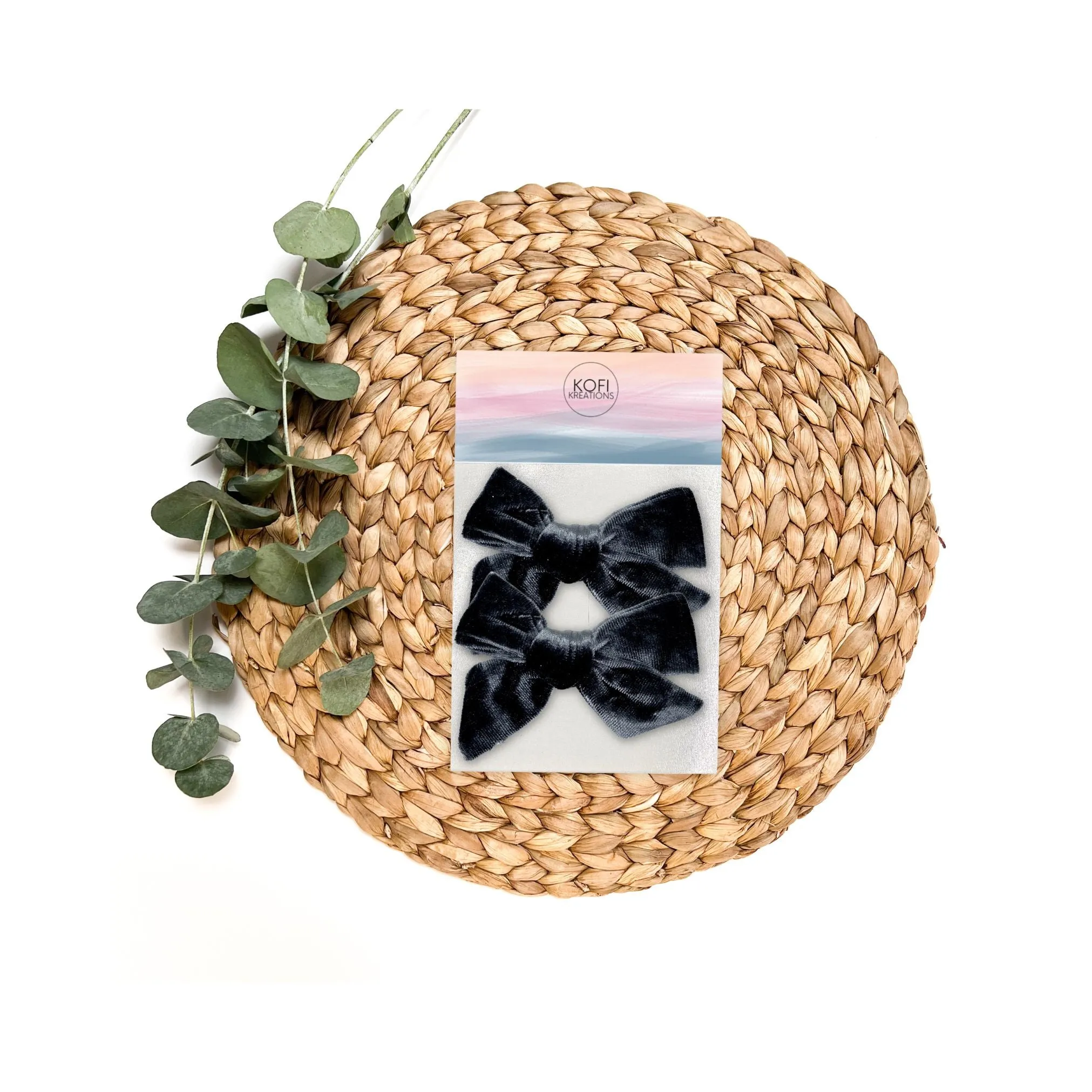 Black Velvet | Pigtail Set - Hand-Tied Bows