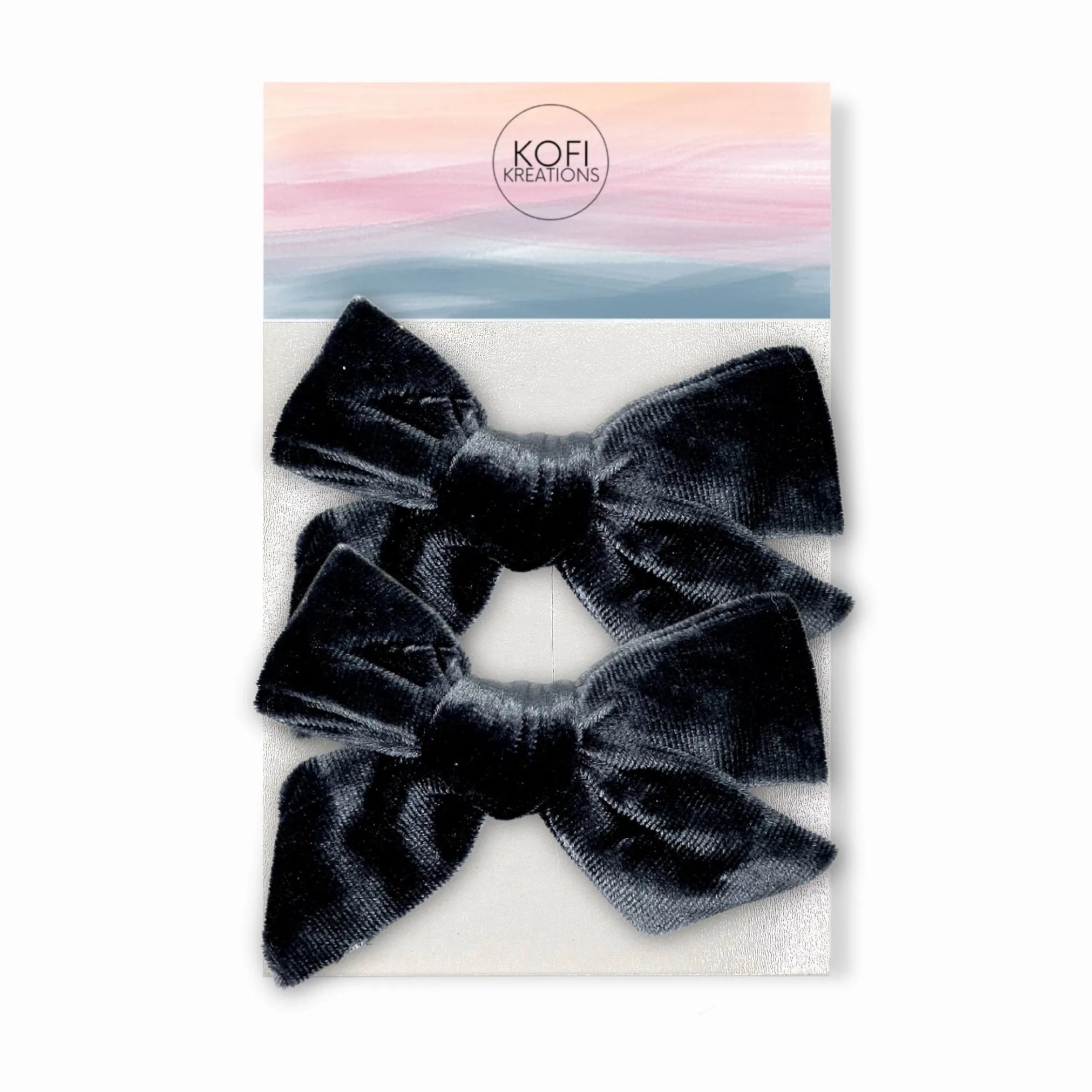 Black Velvet | Pigtail Set - Hand-Tied Bows