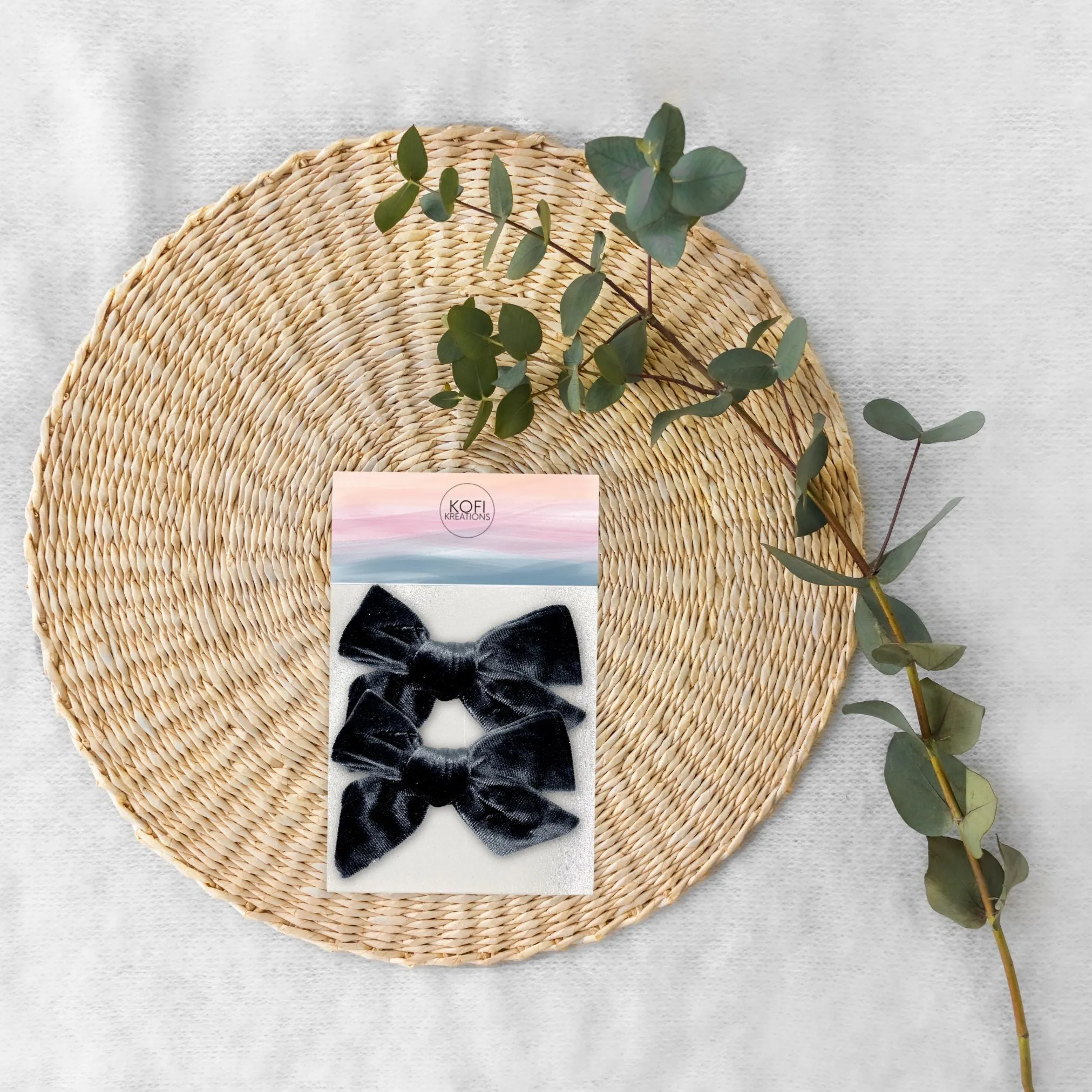 Black Velvet | Pigtail Set - Hand-Tied Bows