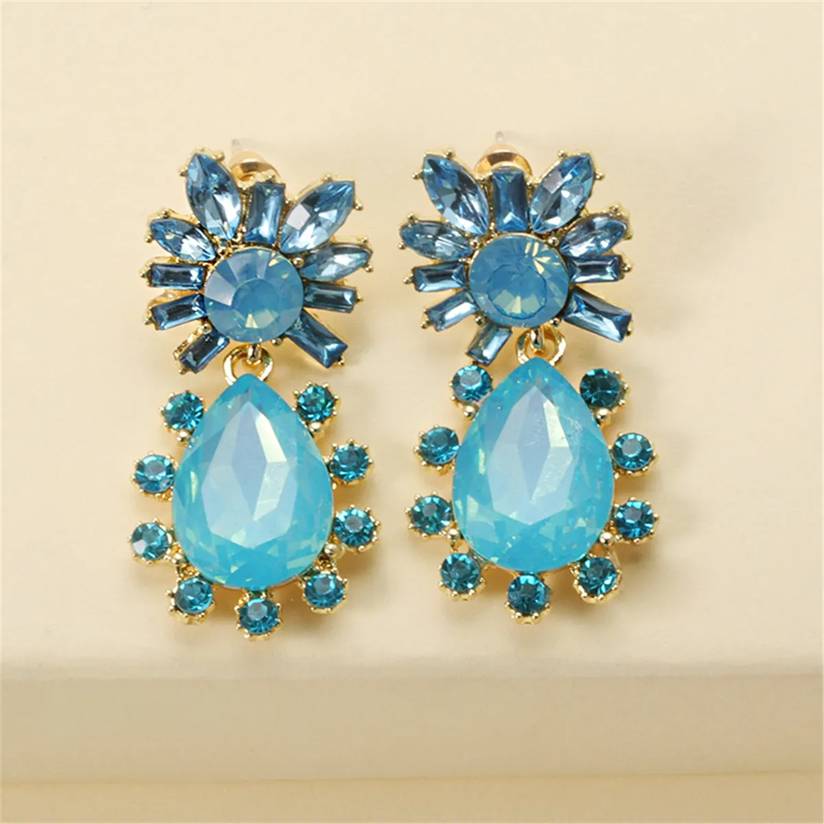 Blue Crystal & Cubic Zirconia 18K Gold-Plated Botany Drop Earrings