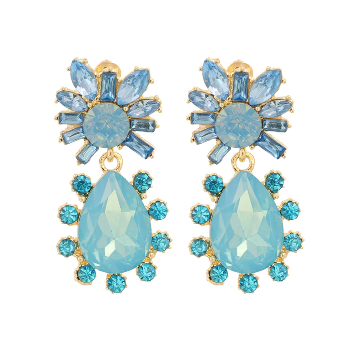 Blue Crystal & Cubic Zirconia 18K Gold-Plated Botany Drop Earrings