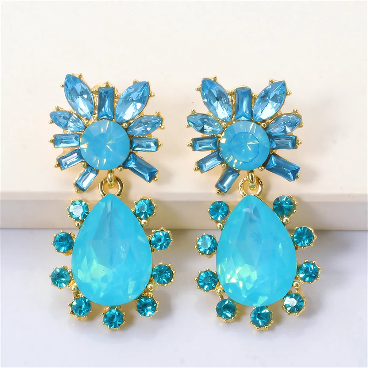 Blue Crystal & Cubic Zirconia 18K Gold-Plated Botany Drop Earrings