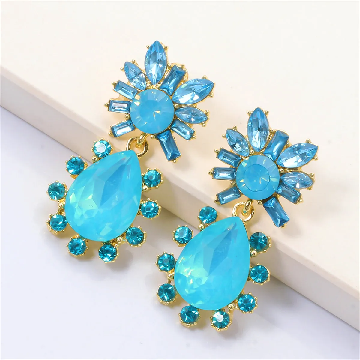 Blue Crystal & Cubic Zirconia 18K Gold-Plated Botany Drop Earrings