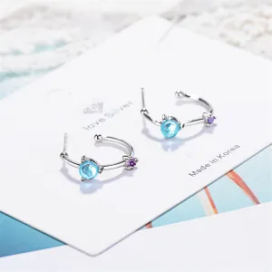 Blue Crystal & Cubic Zirconia Hoop Earrings
