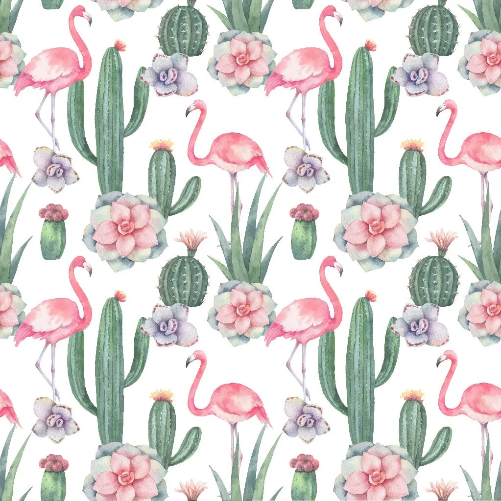 Cactus and Flamingos Wallpaper Mural