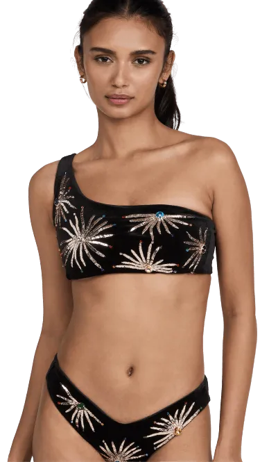 Callie One Shoulder Luxury Bikini Black