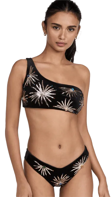 Callie One Shoulder Luxury Bikini Black